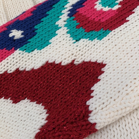 ❤️❤️❤️Oui,  Knitted Cream with colorful sleeves short cardigan size 10 US❤️❤️❤️ - Picture 10 of 10